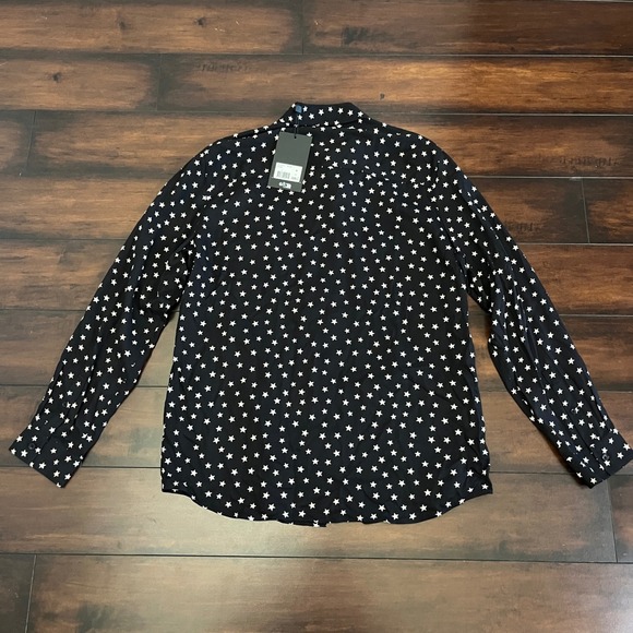 The Kooples Star Print Regular Fit Long Sleeve Button Down Woven Shirt sz M NWT - Picture 8 of 14